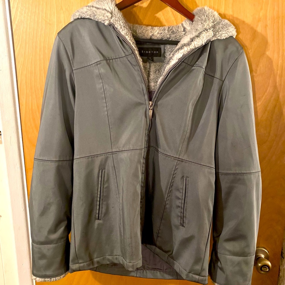 Braetan Grey winter coat lined with fur